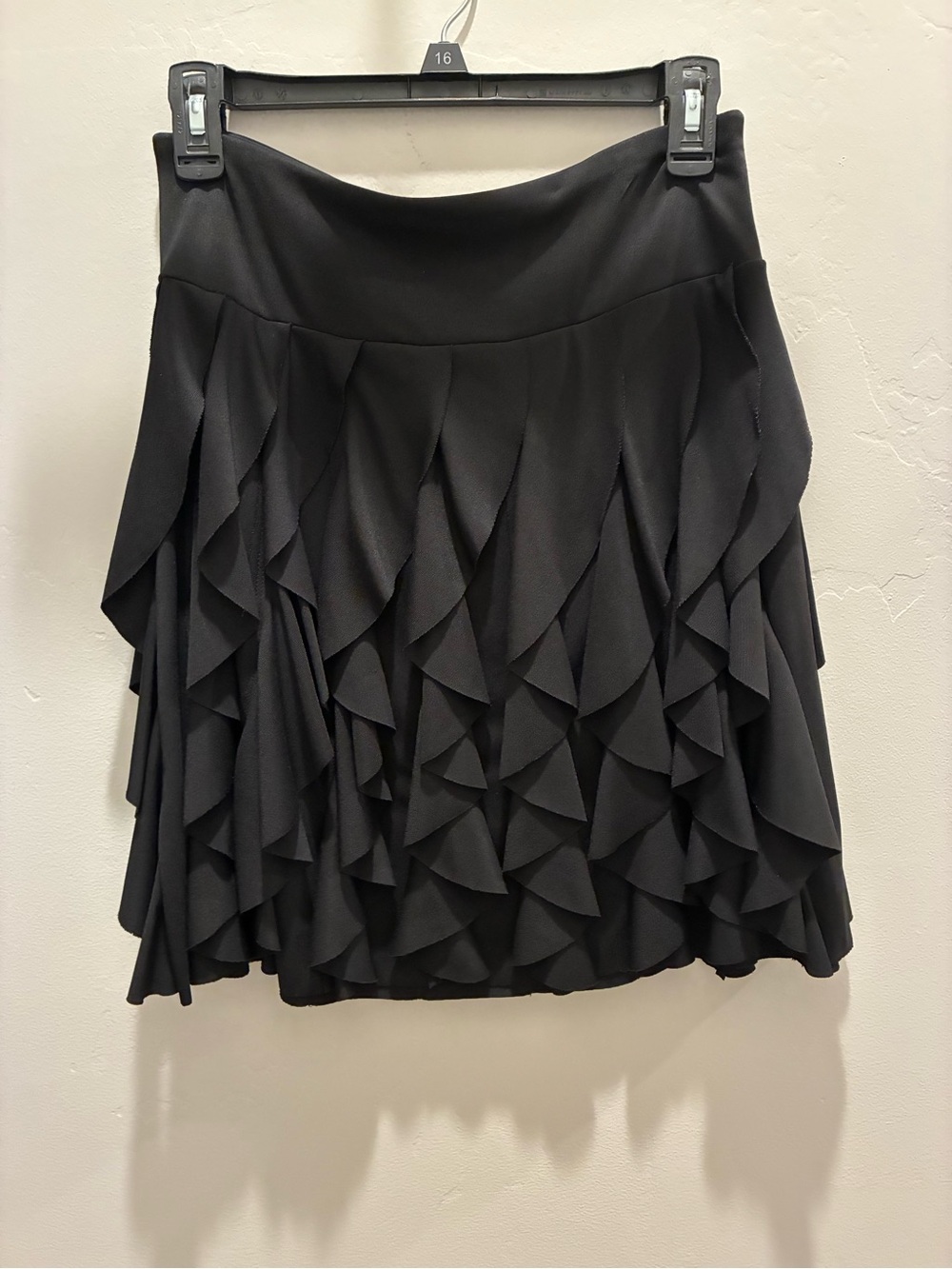 INC International Concepts Black Ruffled A-Line Skirt overlap cascading ruffles